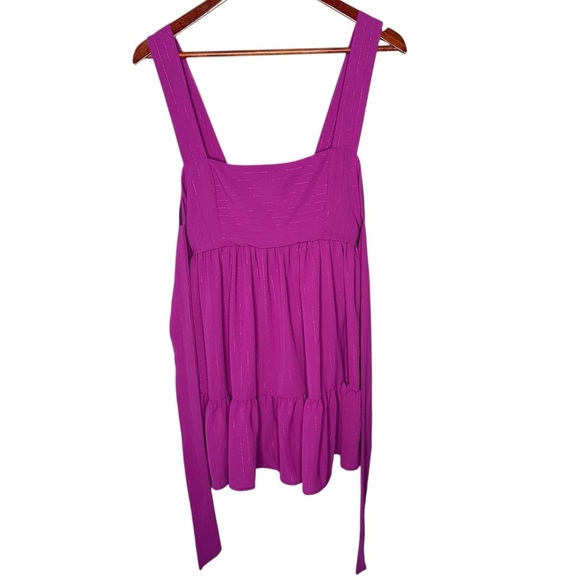 Lucy in the Sky Tiered Tie Back Metallic Threaded Baby Doll Mini Dress - Picture 2 of 10